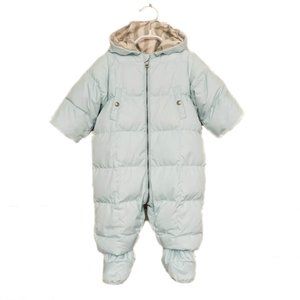 BURBERRY Pale Blue & "Nova Check" Hooded Snowsuit